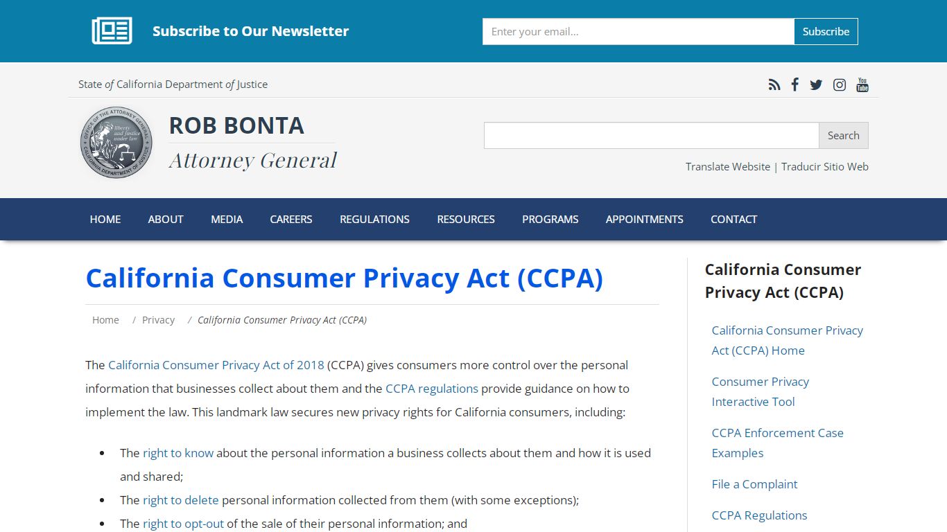 California Consumer Privacy Act (CCPA) | State of California ...